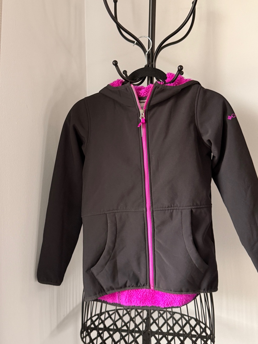 Columbia Black Jacket with Pink Lining and Zipper